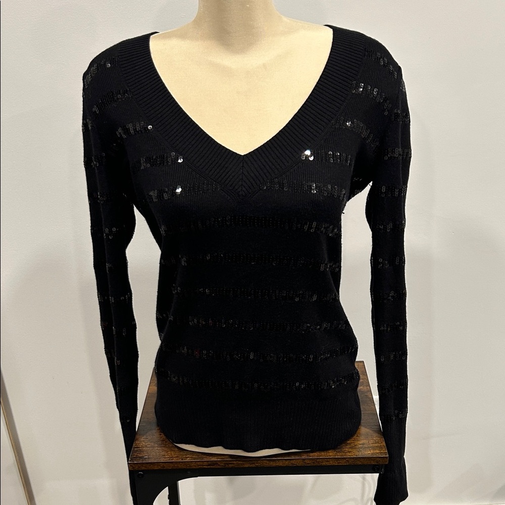 Express Black Sweater with sequins Sparkle Detail